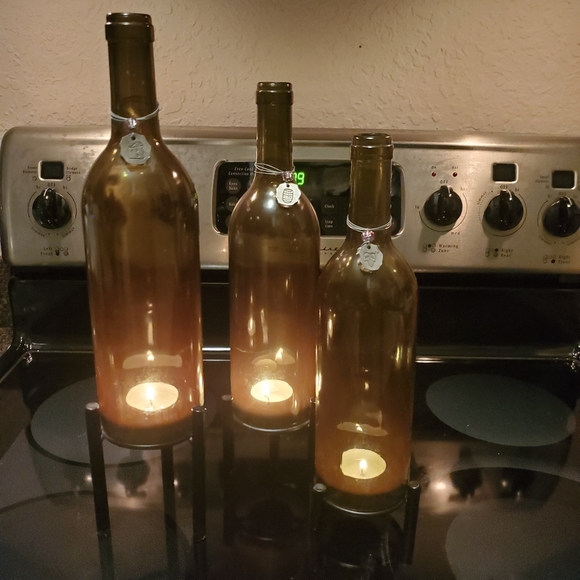 Vintage yankee Candle 3 Green Glass wine candle holders on stilts for vo… - Picture 2 of 7